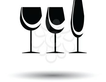 Glasses set icon. White background with shadow design. Vector illustration.