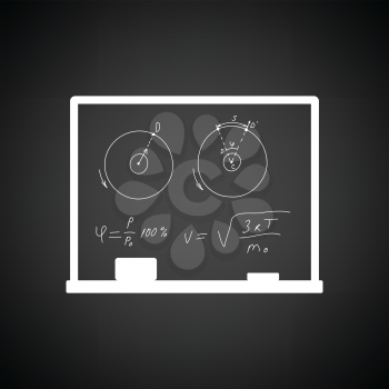 Classroom blackboard icon. Black background with white. Vector illustration.