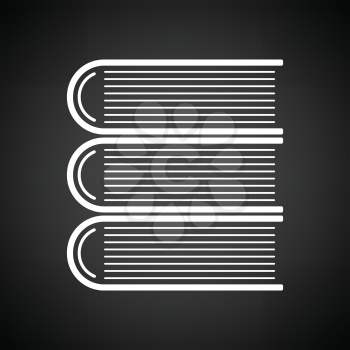 Stack of books icon. Black background with white. Vector illustration.