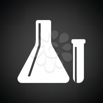 Chemical bulbs icon. Black background with white. Vector illustration.