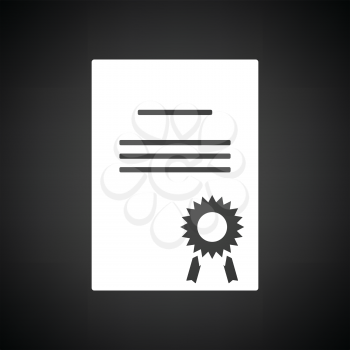 Diploma icon. Black background with white. Vector illustration.