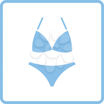 Bikini icon. Blue frame design. Vector illustration.