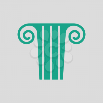 Antique column  icon. Gray background with green. Vector illustration.