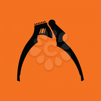 Garlic press icon. Orange background with black. Vector illustration.