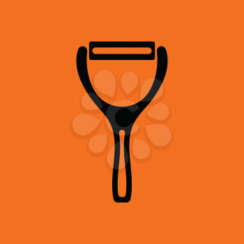 Vegetable peeler icon. Orange background with black. Vector illustration.