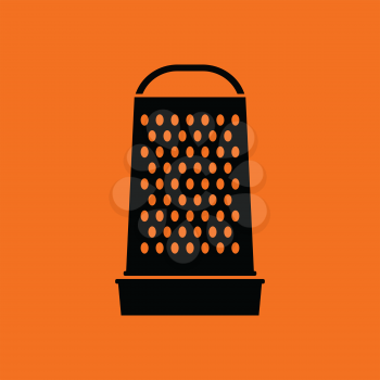 Kitchen grater icon. Orange background with black. Vector illustration.