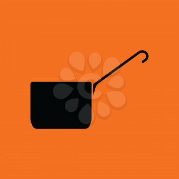 Kitchen pan icon. Orange background with black. Vector illustration.