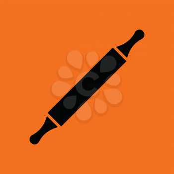 Bakery pin-roll icon. Orange background with black. Vector illustration.