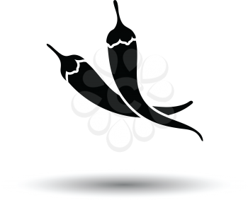 Chili pepper icon. White background with shadow design. Vector illustration.