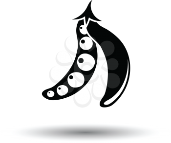 Pea icon. White background with shadow design. Vector illustration.