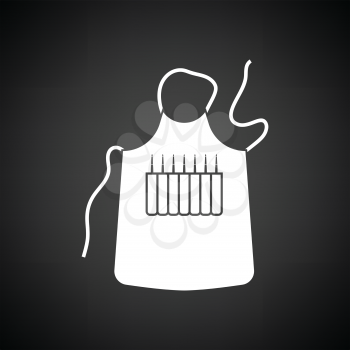Artist apron icon. Black background with white. Vector illustration.
