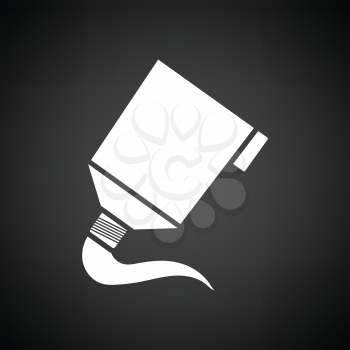 Paint tube icon. Black background with white. Vector illustration.