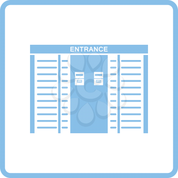 Stadium entrance turnstile icon. Blue frame design. Vector illustration.