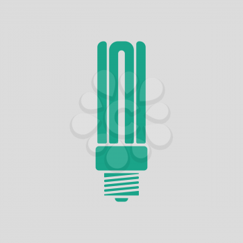 Energy saving light bulb icon. Gray background with green. Vector illustration.