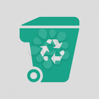 Garbage container recycle sign icon. Gray background with green. Vector illustration.