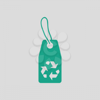 Tag and recycle sign icon. Gray background with green. Vector illustration.