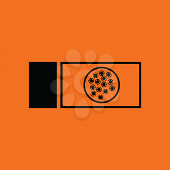 Bacterium glass icon. Orange background with black. Vector illustration.