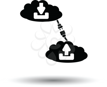Cloud connection icon. White background with shadow design. Vector illustration.
