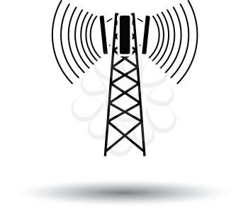Cellular broadcasting antenna icon. White background with shadow design. Vector illustration.