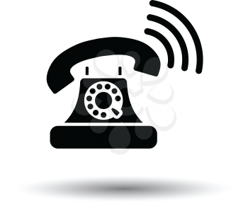 Old telephone icon. White background with shadow design. Vector illustration.