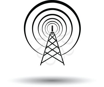 Radio antenna icon. White background with shadow design. Vector illustration.