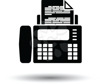 Fax icon. White background with shadow design. Vector illustration.