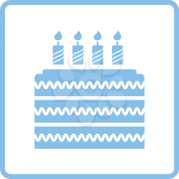 Party cake icon. Blue frame design. Vector illustration.