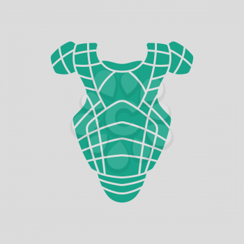 Baseball chest protector icon. Gray background with green. Vector illustration.