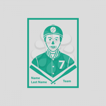 Baseball card icon. Gray background with green. Vector illustration.