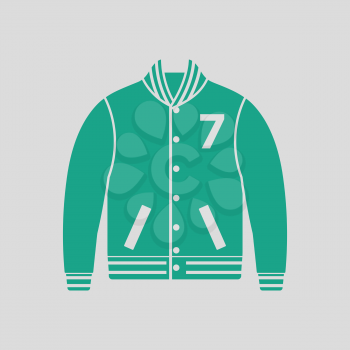 Baseball jacket icon. Gray background with green. Vector illustration.