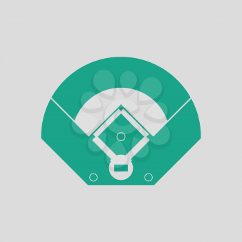 Baseball field aerial view icon. Gray background with green. Vector illustration.