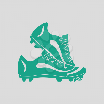 Baseball boot icon. Gray background with green. Vector illustration.