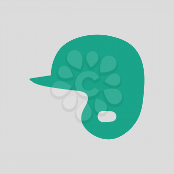 Baseball helmet icon. Gray background with green. Vector illustration.
