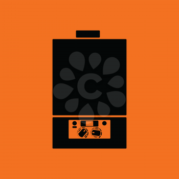Gas boiler icon. Orange background with black. Vector illustration.