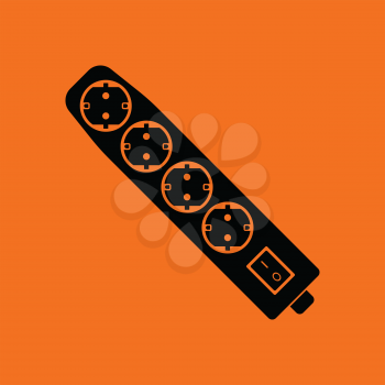 Electric extension icon. Orange background with black. Vector illustration.