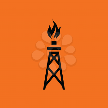 Gas tower icon. Orange background with black. Vector illustration.