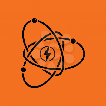 Atom energy icon. Orange background with black. Vector illustration.