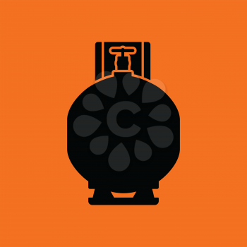 Gas cylinder icon. Orange background with black. Vector illustration.