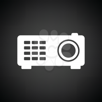 Video projector icon. Black background with white. Vector illustration.