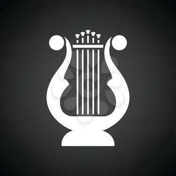 Lyre icon. Black background with white. Vector illustration.