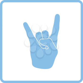 Rock hand icon. Blue frame design. Vector illustration.