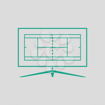 Tennis TV translation icon. Gray background with green. Vector illustration.