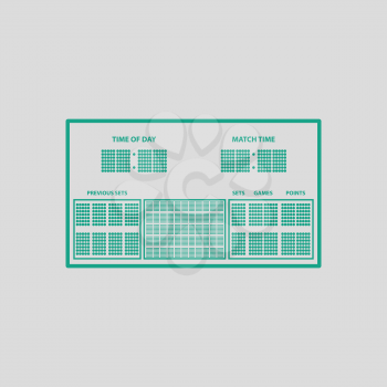 Tennis scoreboard icon. Gray background with green. Vector illustration.