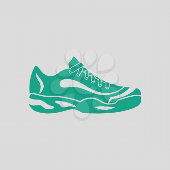 Tennis sneaker icon. Gray background with green. Vector illustration.