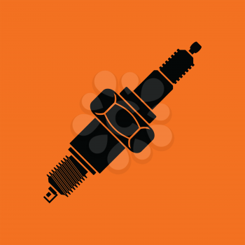 Spark plug icon. Orange background with black. Vector illustration.