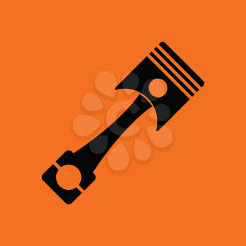 Car motor piston icon. Orange background with black. Vector illustration.