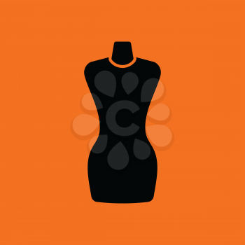 Tailor mannequin icon. Orange background with black. Vector illustration.