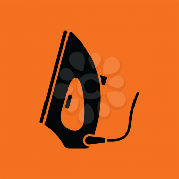 Steam iron icon. Orange background with black. Vector illustration.