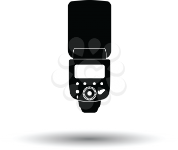 Icon of portable photo flash. White background with shadow design. Vector illustration.
