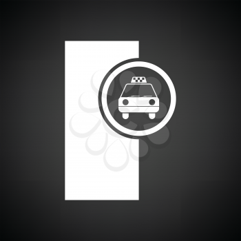 Taxi station icon. Black background with white. Vector illustration.